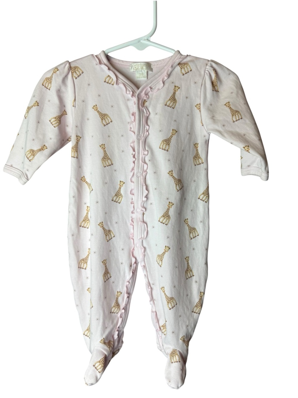 Kissy Kissy Sophie La Girafe Giraffe Pink Footie 3-6M